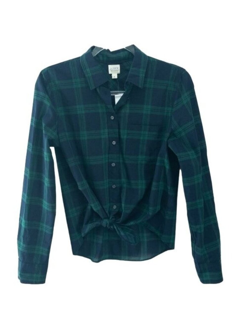 J. Crew Factory Plaid Button Down Shirt Navy & Emerald Green Lightweight